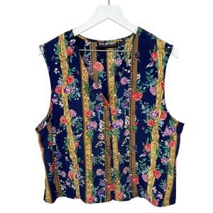 Vintage Floral Lightweight Vest - Women's Size L